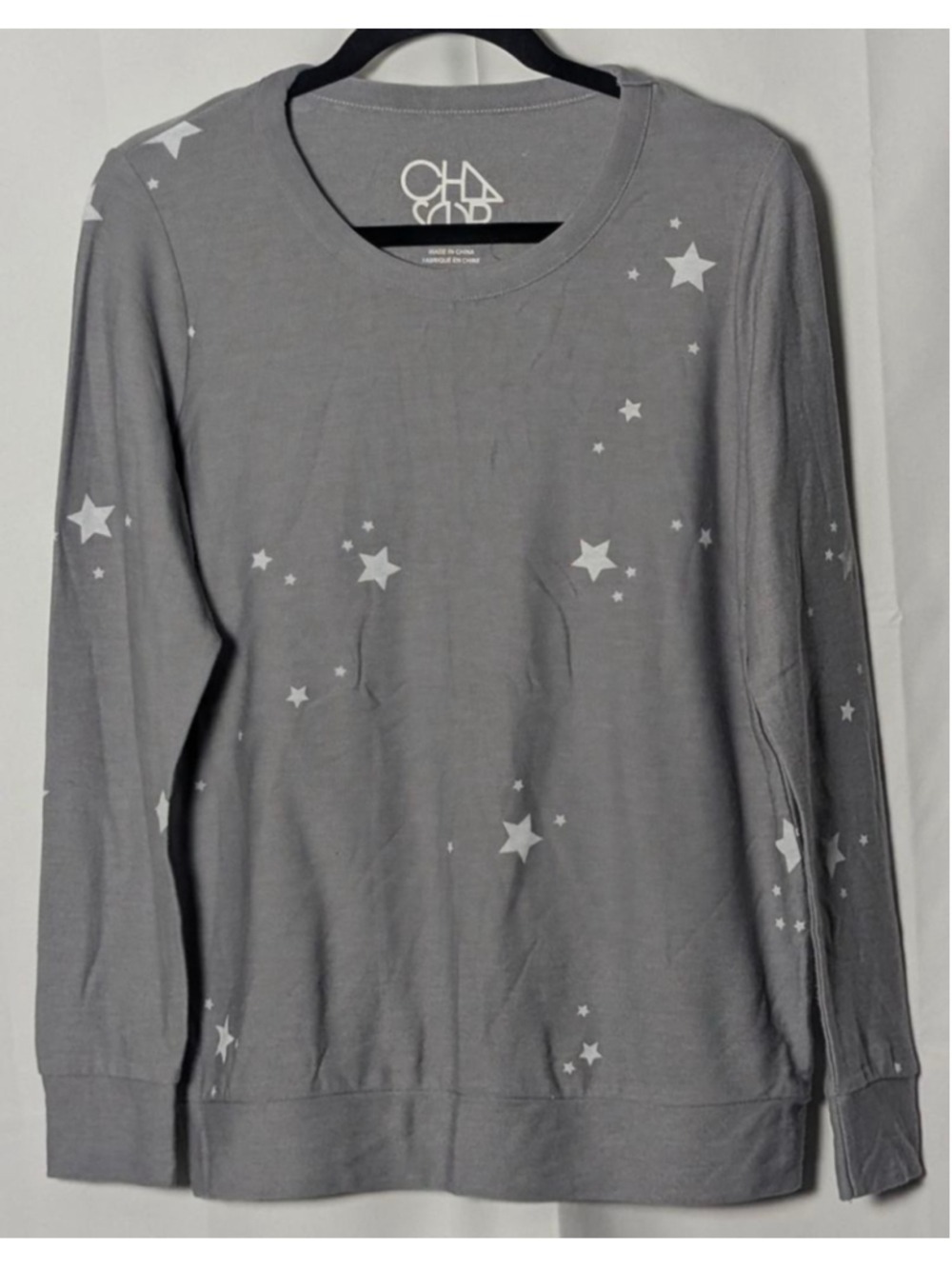 Chaser Gray Star Print Lightweight Sweatshirt Women’s Large
